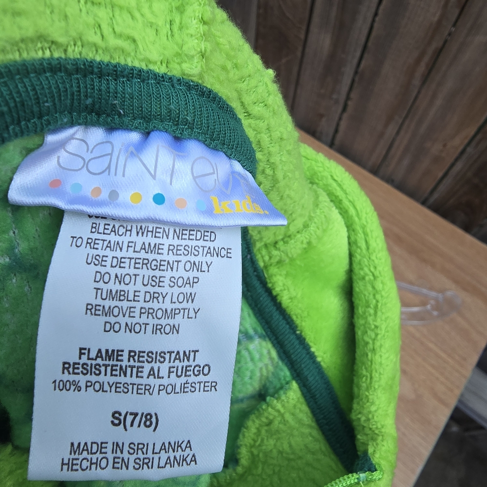Saint Eve Dino Green Dinosaur Youth Kids One Piece Blanket Sleeper Size 7-8 - Picture 8 of 12